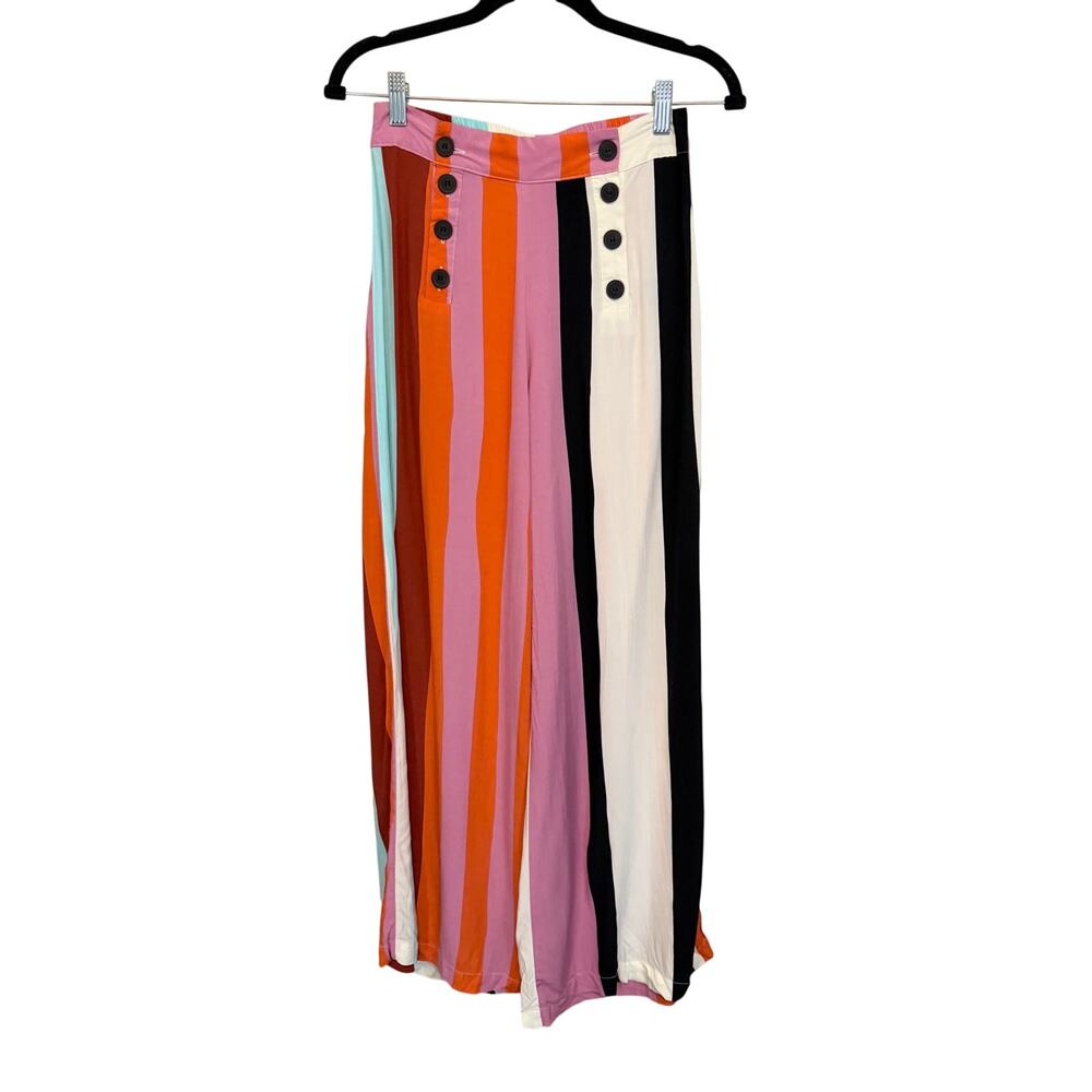Parfois Collection Wide Leg Trouser Pants XS/S Striped Maximalist Eclectic Boho